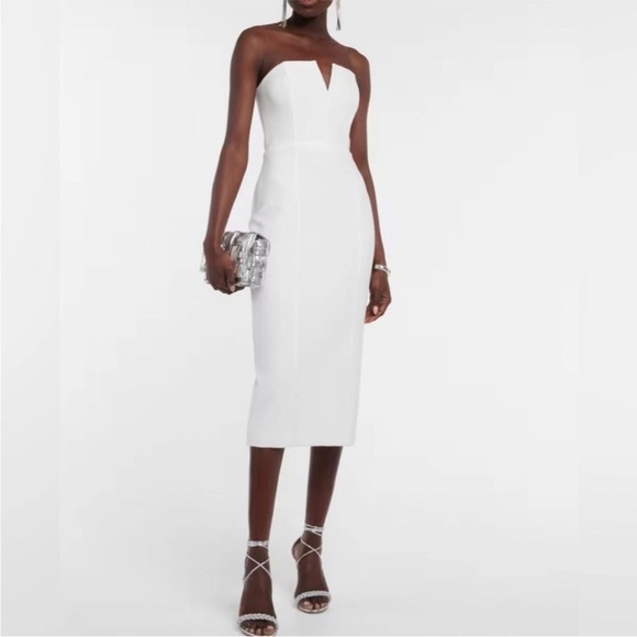 Veronica Beard Nabi, white, strapless, V, midi dress. 10 - Picture 1 of 12